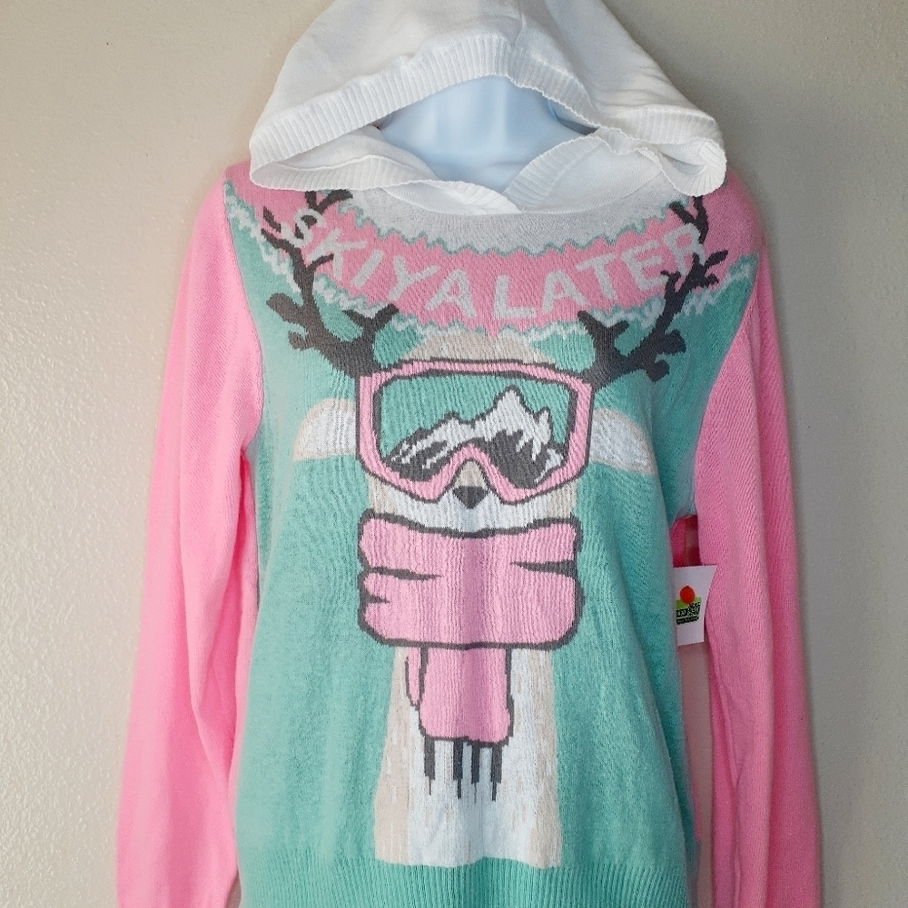 WELL WORN Holiday Sweater Women's Llama Hoodie. Size L - Picture 7 of 11